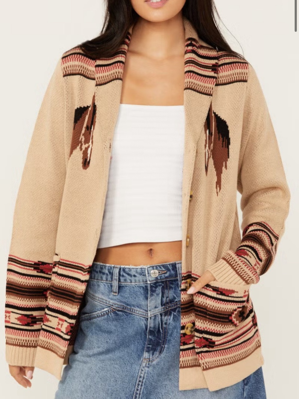 NWOT Cotton & Rye Horse Cardigan Sweater
